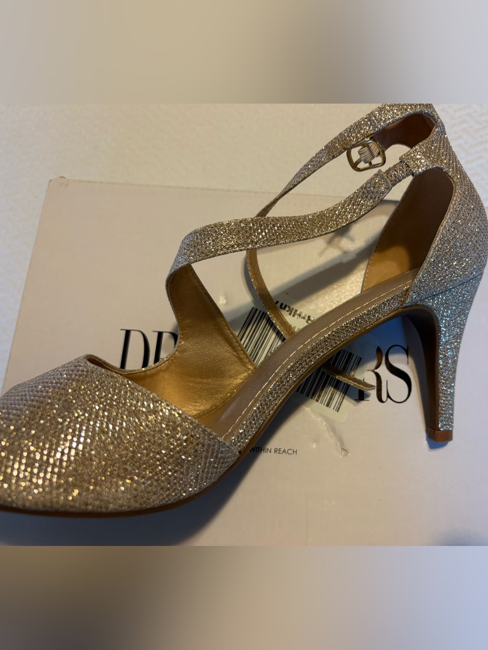 Dream Pairs Sparkle Gold Cross-Strap Heels